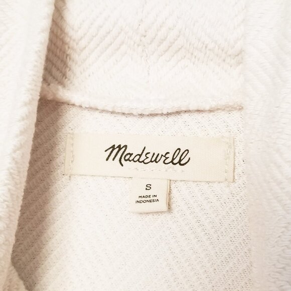 Madewell Brushed Herringbone Jacquard Turtleneck Top Funnel Neck Cream Ivory S - Picture 9 of 16